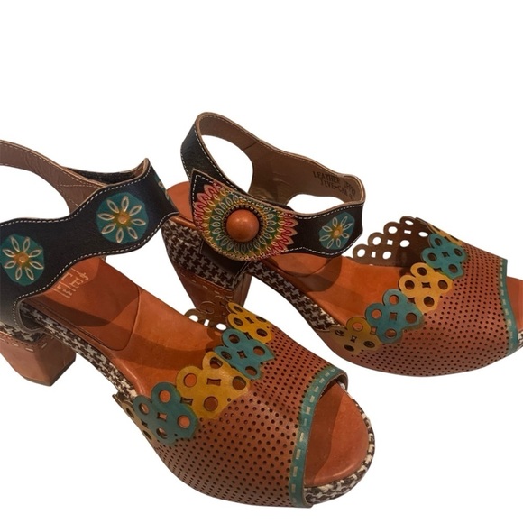 Spring Step L’Artiste Sandal Jive Quarter Strap Camel Multi TanBlackBRN H3”40 8 - Picture 8 of 15
